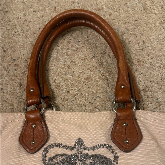 Y2K Juicy Couture Beige Tote with Brown Leather Handles - Picture 4 of 15